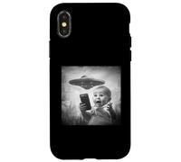 Selfie drôle de bébé avec des ovnis, bébé drôle Coque pour iPhone X/XS