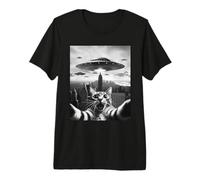 Selfie drôle de Chat avec des OVNIS étrange Chat étrange Selfie T-Shirt Haut de Gamme
