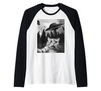 Selfie drôle de Chat avec des OVNIS Manche Raglan