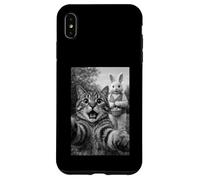 Selfie drôle de Chat avec Photo de Lapin de Pâques Amoureux des Animaux Coque pour iPhone XS Max