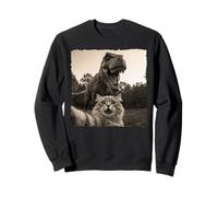 Selfie drôle de chat avec T-Rex pour chat, maman, chat, papa, dinosaure Sweatshirt