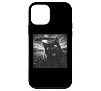 Selfie drôle de Chat avec UFO Black Cat Lover Alien UFO Believer Coque pour iPhone 12 Mini