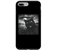 Selfie drôle de Chat avec UFO Black Cat Lover Alien UFO Believer Coque pour iPhone 7 Plus/8 Plus