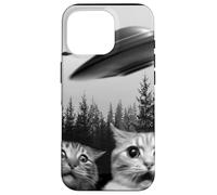 Selfie drôle de Chat Extraterrestre avec des OVNIS Coque pour iPhone 16 Pro