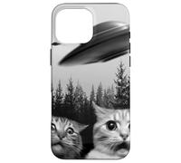 Selfie drôle de Chat Extraterrestre avec des OVNIS Coque pour iPhone 16 Pro Max
