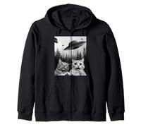 Selfie drôle de Chat Extraterrestre avec des OVNIS Sweat à Capuche