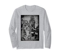 Selfie drôle de Chat Père Noël Noël Vacances Manche Longue