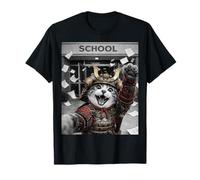 Selfie drôle de Chat samouraï Dernier Jour d'école T-Shirt