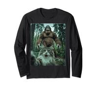 Selfie drôle de chat surpris avec Sasquatch Bigfoot Manche Longue