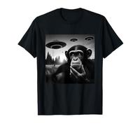 Selfie drôle de Singe chimpanzé avec des extraterrestres étrangers étranges T-Shirt