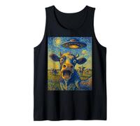 Selfie drôle de vache avec des OVNIS extraterrestres Van Gogh pour homme, femme, enfant Débardeur