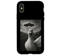 Selfie drôle d'oie avec OVNI Extraterrestre pour garçons, Hommes, Femmes, Enfants Coque pour iPhone X/XS