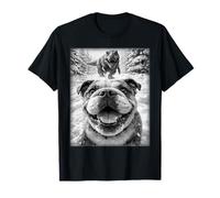 Selfie d'un Bouledogue poursuivi par TreX avec Un Dinosaure T-Shirt