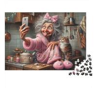 Selfie grand-mère drôle Puzzle 1000 Pièces Adulte Avec Clic Parfait,Ensemble De Casse-tête En Puzzle énigme De Compétence Logique Pour Un Hobby Créatif,Puzzle À La Meilleure Évaluation 38x26cm/1000pcs