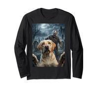 Selfie Labrador Jaune avec Un cimetière Zombie Halloween Manche Longue