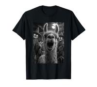 Selfie Lama Amusant avec épouvantails effrayants Animaux d'halloween T-Shirt