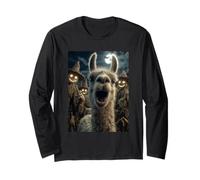 Selfie Lama avec épouvantails Effrayant Animal d'halloween Manche Longue