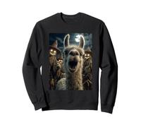 Selfie Lama avec épouvantails Effrayant Animal d'halloween Sweatshirt