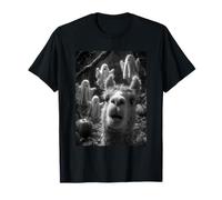 Selfie Lama drôle avec fantômes forêt hantée Halloween T-Shirt
