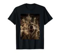 Selfie Loup drôle avec poupées effrayantes Animaux d'halloween effrayants T-Shirt