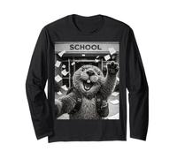 Selfie mème drôle de Beaver Last Day of School Summer Break Manche Longue