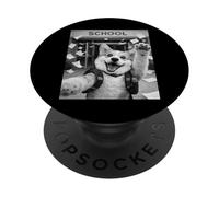 Selfie mème Humoristique du dernier Jour d'école avec Un Chien Corgi PopSockets PopGrip Adhésif