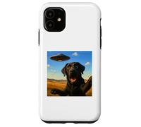 Selfie OVNI du Labrador Noir avec nouveauté Extraterrestre Coque pour iPhone 11