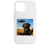 Selfie OVNI du Labrador Noir avec nouveauté Extraterrestre Coque pour iPhone 14