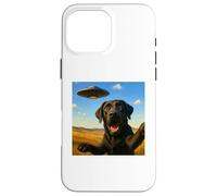 Selfie OVNI du Labrador Noir avec nouveauté Extraterrestre Coque pour iPhone 16 Pro Max