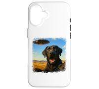 Selfie OVNI du Labrador Noir en détresse avec Un Humour Coque pour iPhone 16