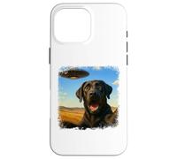 Selfie OVNI du Labrador Noir en détresse avec Un Humour Coque pour iPhone 16 Pro Max