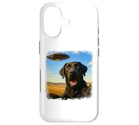 Selfie OVNI du Labrador Noir en détresse avec Un Humour Coque pour iPhone 17