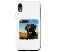 Selfie OVNI du Labrador Noir en détresse avec Un Humour Coque pour iPhone XR