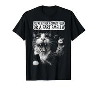 Selfie pour Chat Que Vous êtes Soit Un Gars Intelligent ou Une Odeur de Pet T-Shirt Graphique avec Valeur, Homme, Noir, XL