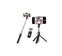 Selfie stick metal avec trepied pour iphone 7 plus smartphone perche telecommande sans fil bluetooth photo (noir)