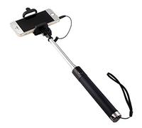 Selfie Stick Metal pour iPhone XS Smartphone Perche Android iOS Reglable Bouton Photo Cable Jack Noir