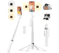 Selfie Stick Smartphone Tripod ¿ 180 cm Phone Holder with Wireless Remote Control and 2 LED Lights for Videos and Photos, Tripod for iPhone, Android, Camera & GoPro
