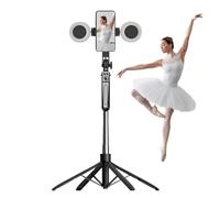 Selfie Stick Tripod, 71 inch Four-Leg Support Selfie Stick, Content Creator Accessories, Travel Camera Stand, Recording Phone Holder, Remote Control and Fill Light, 70.87 inches