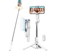 Selfie Stick With Upgraded Tripod-Long Led Light,111 Cm Phone Tripod With Detachable Remote Control For Travel,Vlogs And Photos,Compatible With Smartphones,Cameras And Gopro