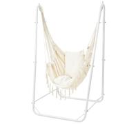 SELFLA Chaise Suspendue en U avec Support, Chaise Suspendue en Acier Robuste avec Support intérieur et extérieur, Base Stable, capacité 100 kg, Assemblage Facile - Blanc
