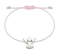 Selfmade Jewelry Bracelet ange gardien - ange gardien en argent sur bracelet en tissu rose comme porte-bonheur (argent - rose) (taille ajustable)