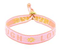 Selfmade Jewelry - Bracelet de festival statement en tissu pour femme - Bracelets en tissu rose pour tenue de festival femme (LOVE LIVE LAUGH (Rosa))