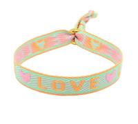 Selfmade Jewelry - Bracelet en tissu pour femme - Bonne humeur - Multicolore - Pour tenue d'été - Pour femme (LOVE (vert-orange))