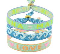 Selfmade Jewelry - Bracelet en tissu rose pour femme (HAPPINESS (rose-orange-vert), Größenverstellbar, Polyester, Pas de gemme