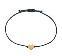 Selfmade Jewelry Bracelet pour femme en macramé avec cœur doré - Taille réglable - Fabriqué à la main - Avec emballage cadeau, 21 cm, Tissu, Pas de gemme
