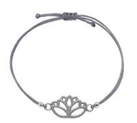 Selfmade Jewelry Bracelet pour femme Lotus Silver Bracelet en macramé à taille réglable avec fleur de lotus Fait à la main Incl. emballage cadeau