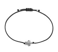 Selfmade Jewelry Bracelet Tortue en Argent pour Filles Bracelet en Macramé Fait à la Main Taille Ajustable avec Boîte Cadeau (Argent Noir)