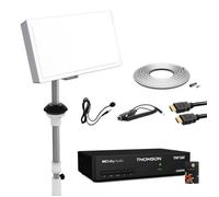 SELFSAT KIT PARABOLE PLATE AVEC LNB SINGLE 1 SORTIE INTÉGRÉ + RÉCEPTEUR TNTSAT + CÂBLE COAXIAL 20M