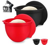SelfTek Insert en Silicone pour Bol Mixeur Kitchenaid de 4,8 L, Bol Mélangeur avec Couvercle pour Kitchen Aid 5 Qt, Protection D'insert de Bols à Pâte (Rouge + Noir 5 Qt)