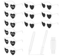 SelfTek Lot de 12 lunettes de soleil en forme de cœur blanc - Lunettes vintage en forme de cœur avec 2 marqueurs blancs rétro œil de chat pour enterrement de vie de jeune fille, festival, mariage